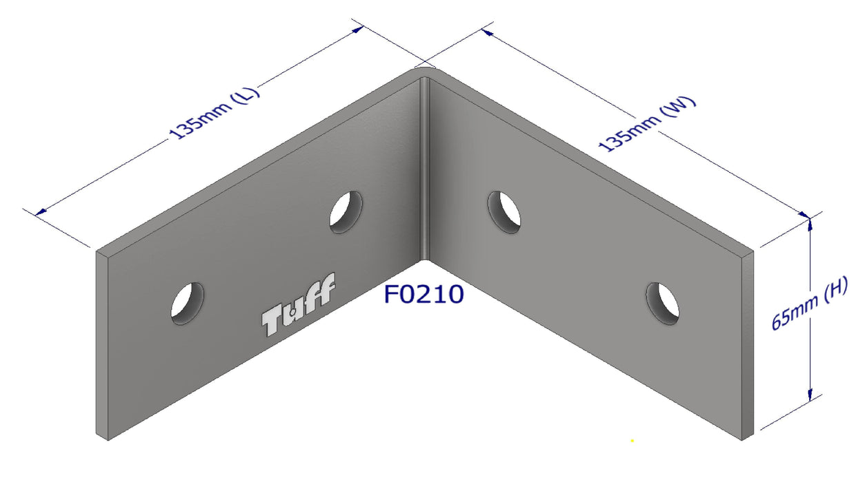 Angle Bracket 130x130x65x5mm Carton of 10