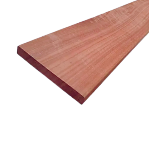 Wooden board with a reddish-brown color on a white background