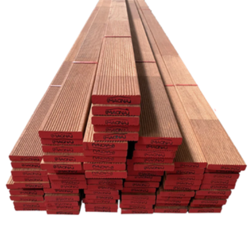 90x19mm Merbau decking board, reeded profile