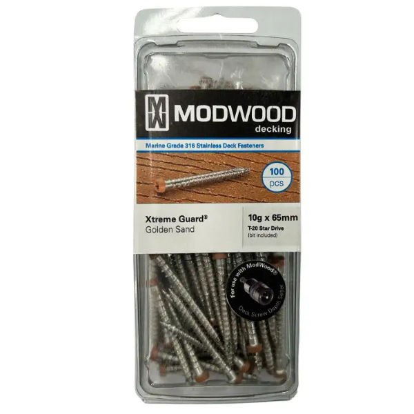 Coloured Decking Screws for Modwood Xtreme Guard 305SS Composite Decking Suitable for Wooden Joist - Box of 100