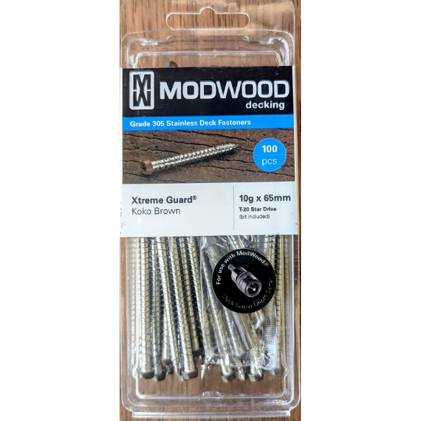 Coloured Decking Screws for Modwood Xtreme Guard 305SS Composite Decking Suitable for Wooden Joist - Box of 100