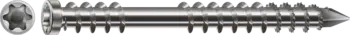 A single metal roofing screw shown in a close-up side profile against a white background.