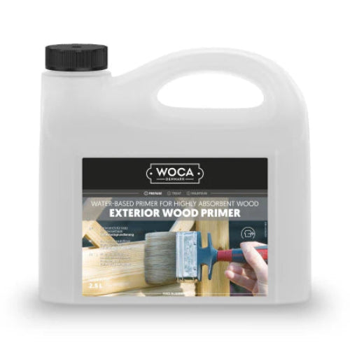 WOCA exterior wood primer bottle on a white background