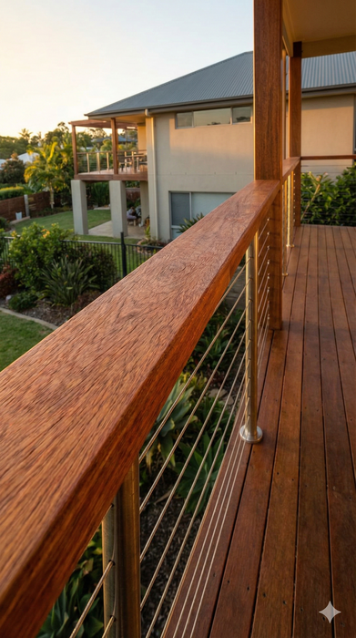 90x42 Merbau Handrail Laminated Rebated